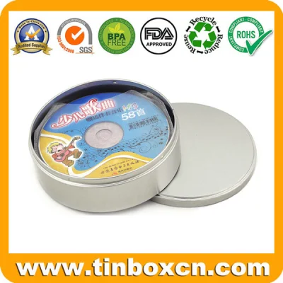 Square CD Tin Case with Zipper, Metal Tin DVD Box