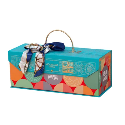 Bright and Colorful Moon Cake Box Metal Portable Gift Box with Exceptional Texture