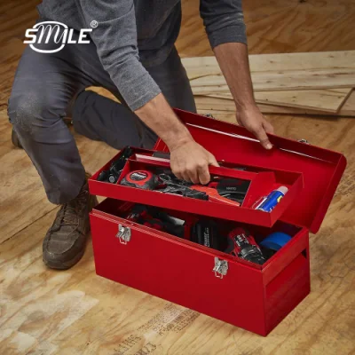 Smile Safe and Sturdy Equipment Metal Toolbox Hard Case with Small Tools