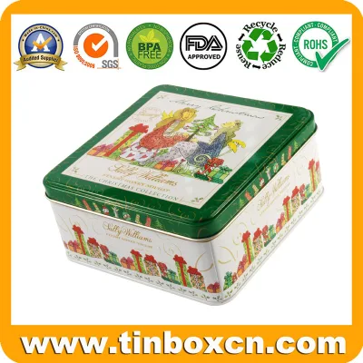 Square Tin Box Metal Can Food Tin for Cookie Biscuit Chocolate Packaging