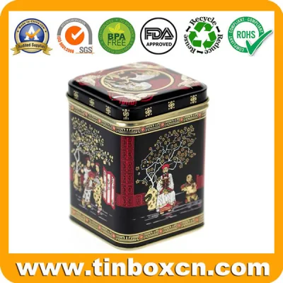 Square Metal Tin Box Tea Packaging for Food Tea Caddy