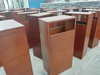 Customized Wooden Large Slim Metal Trash Can with Lid