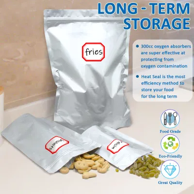 Mylar Bags for Food Storage with 100cc Oxygen Absorbers 1 Gallon Ziplock Resealable Mylar Bags