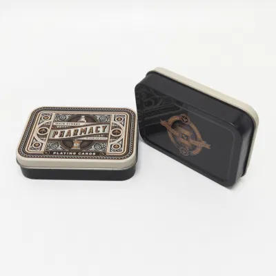 Wholesale Hinged Small Rectangular Playing Card Gift Metal Tin Box Mint Candy Case