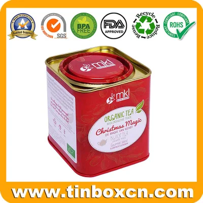 New Custom Metal Sqaure Airtight Tea Tin Box for Storage