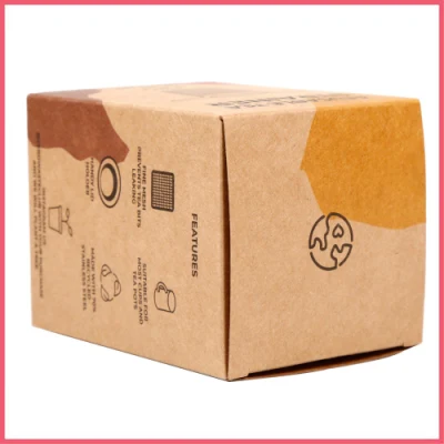 Prefold Custom Printed Brown Kraft Bamboo Pulp Paper Waste Bag Tea Coffee Cosmetic Soap Cooking Utensil Sponge Clothes Product Gift Packing Packaging Carton Box