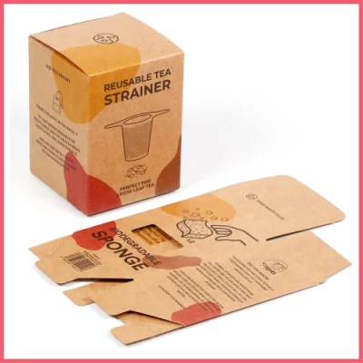Prefold Custom Printed Brown Kraft Bamboo Pulp Paper Waste Bag Tea Coffee Cosmetic Soap Cooking Utensil Sponge Clothes Product Gift Packing Packaging Carton Box