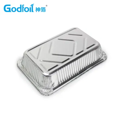 Rectangular Disposable Takeout Tin Foil Box Foil Tray Food Packaging Aluminum Foil Container with Lid