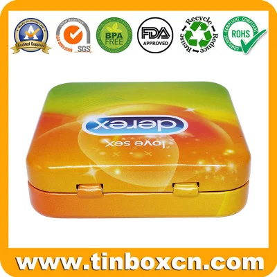Metal Candy Mint Food Gift Packaging Hinged Square Metal Tin Box