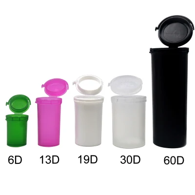 Wholesale 6-90 DRAM Child-Resistant Colorful Plastic Tubes Plastic Containers Pop Top Bottle