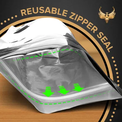 Mylar Bags for Food Storage with 100cc Oxygen Absorbers 1 Gallon Ziplock Resealable Mylar Bags