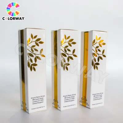 Custom UV Offset Printed Hologram Gold Silver Hot Foil Stamping Corrugated Cardboard Perfumes Cosmetics Packaging Paper Boxes with Paper Insert and PVC Window