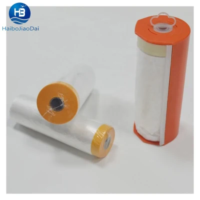 Good Quality Car Protection Usage Disposable Paint Masking Paper Plastic Masking Film Pre Taped Roll Film