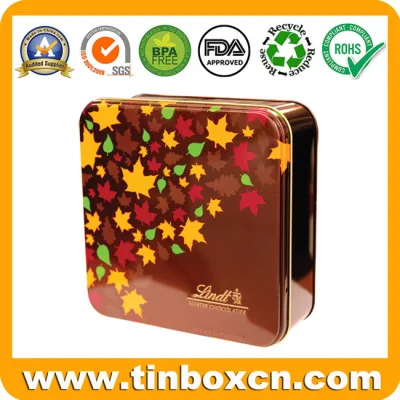 Square Tin Box Metal Can Food Tin for Cookie Biscuit Chocolate Packaging