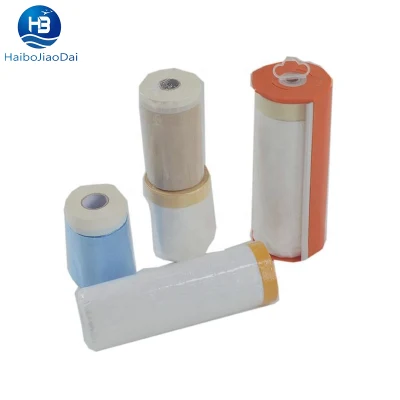 Good Quality Car Protection Usage Disposable Paint Masking Paper Plastic Masking Film Pre Taped Roll Film