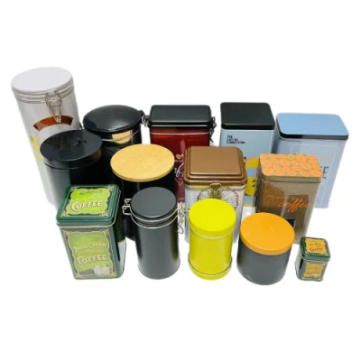 Factory Custom Airtight Tinplate Container Packaging Cylindrical Round Rectangle Metal Box Luxury Coffee Tin Can for Coffee
