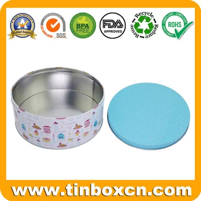 Custom Large Metal Food Can Storage Box Round Cake Bread Bakery Tin
