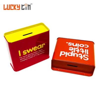 Factory Custom Collectibles Small Tin Can Money Box Metal Square Piggy Bank Tin Plate Money Saving Tin Box for Child