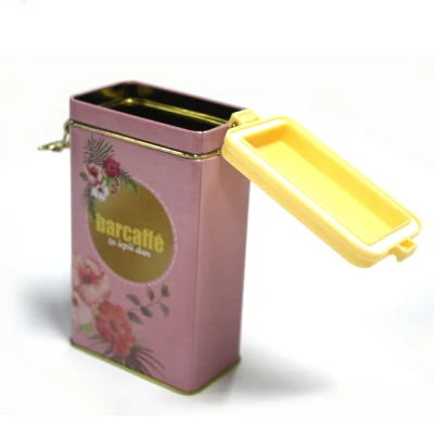 Rectangular Tall Coffee Tea Storage Tins Container with Airtight Metal Close Lid
