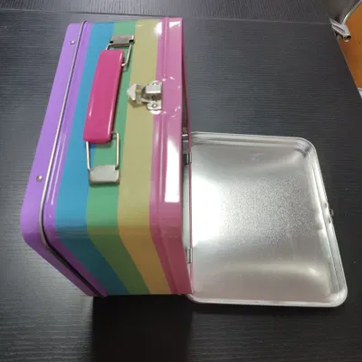 New Custom Printedhandbag Tin Packaging Rectangular Metal Food Grade Tin Lunch Box
