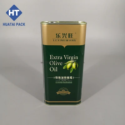 Customize Logo Square 3L Olive Oil Tin Can with Plastic Spout Cap