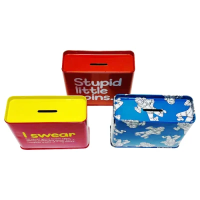 Factory Custom Collectibles Small Tin Can Money Box Metal Square Piggy Bank Tin Plate Money Saving Tin Box for Child
