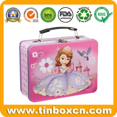 Superior Custom Tinplate Rectangular Handle Tin Box Lunch Tin Can