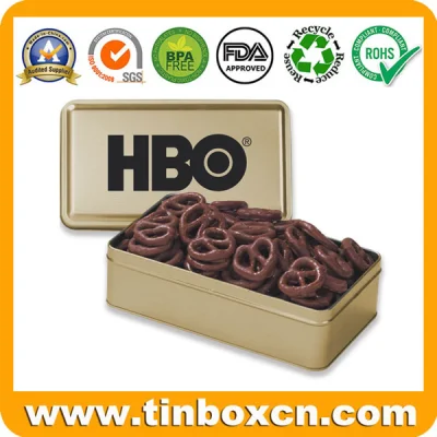Empty Custom Rectangular Metal Chocolate Tins for Food Packaging Box