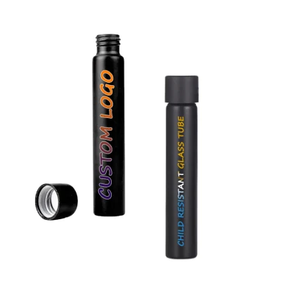 Glass Packaging Childproof Tubes Glass Tube with Child Resistant Black Cap