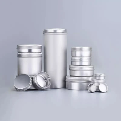 2oz 4 Oz Sliver Cosmetic Cream Lip Balm Candle Metal Can Jar Aluminum Tins for Scented Candle Spices Candy Gifts with Lids