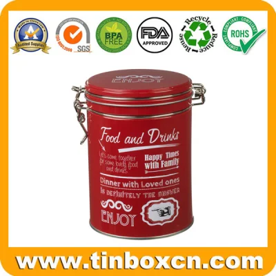 Empty Round Coffee Tin Box with Airtight Lid for Food Can Packaging