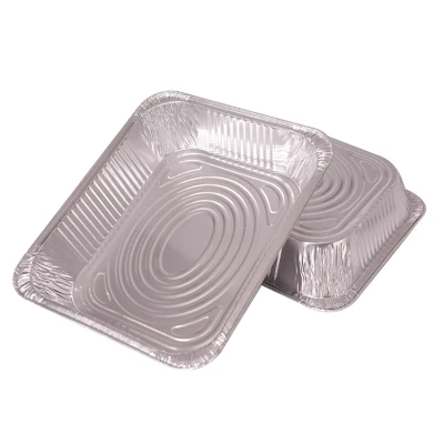 Gold Tin Foil Box Thickened with Hard Open Flame Round Rectangular Aluminum Foil Disposable Lunch Box Takeaway Box