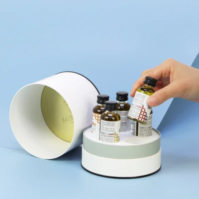 Firstsail Metal Lid Cylinder Box Makeup Skin Care Serum Bottle Paper Cardboard Tube Cosmetic Packaging