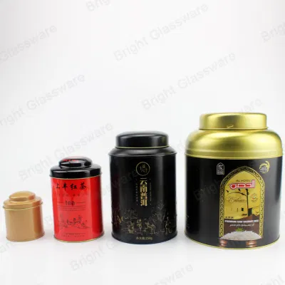 Wholesale Food Grade Round Metal Tin Box Large Airtight Empty Tea Can Tin Container