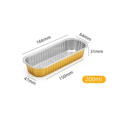 Microwave Oven Safe Baking Mold Aluminum Foil Cake Cup Disposable Baking Rectangular Muffin Tin Mousse Cheese Box with Clear Lid