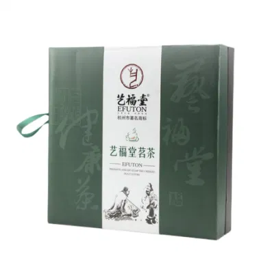 Gold Paper Clamshell Gift Box Tea Tin Packaging Box with Silks and Satins