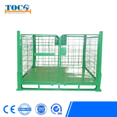 Foldable Collapsible Stackable Warehouse Storage Steel Metal Wire Mesh Roll Cage Container