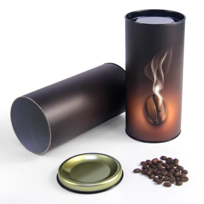 Firstsail Food Package Custom Sealable Aluminum Foil Instant Coffee Mug Container Cylinder Box Packaging Round Paper Tube Tin Can
