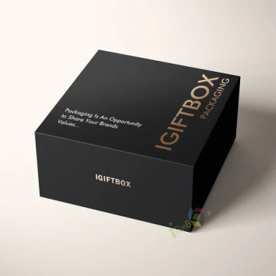 Custom China Wholesale Luxury Black Printed Customized Rigid Folding Foldable Cardboard Packing Paper Packaging Gift Box with Magnetic