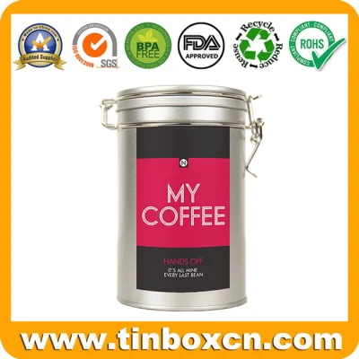 Rectangular Coffee Tin Box with Airtight Lid, Metal Coffee Can
