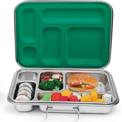 Oumego Hot Sale 2 5 Compart Stainless Steel Metal Tin Outdoor School Office Kids Children Reusable Insulated Bento Lunch Box
