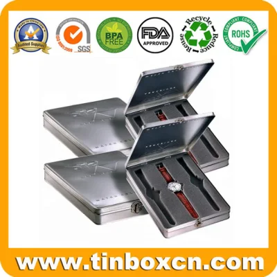 Empty Rectangular Golf Watch Metal Tin Box for Promotional Gifts Packaging
