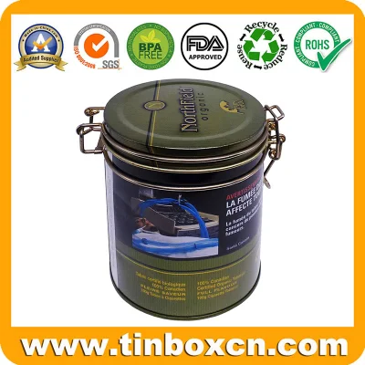 Round Metal Can Asparagus Tea Chocolate Coffee Tin Box with Airtight Lid