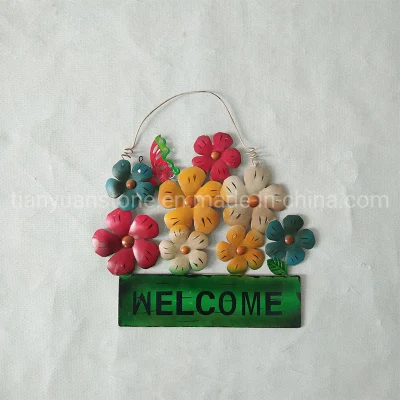 Decorative Flower Door Welcome Sign Metal Ornament