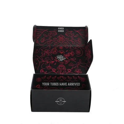 Custom Printing Shipping Cardboard E Flute Plain Flat Box Packaging Black Foldable Paper Clothing Box