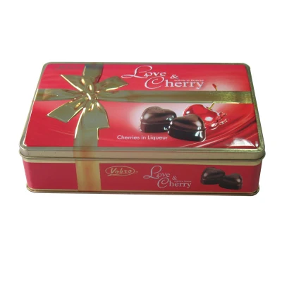 Valentine&prime;s Day Custom Rectangular Biscuit Cookie Packaging Metal Tin Boxes for Chocolate