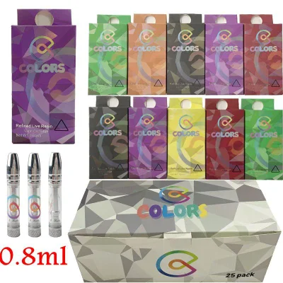 Colors Vape Cartridge 0.8ml 1.0ml Atomizers 510 Thread Cartridge 10 Color Boxes Packaging with Sticker Thick Oil Carts