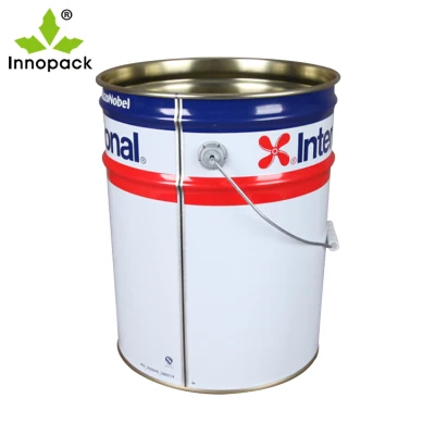 Chemical Use 10L 20L Metal Tin Paint Bucket Pail with Flower Cover / Ring Lock Lid