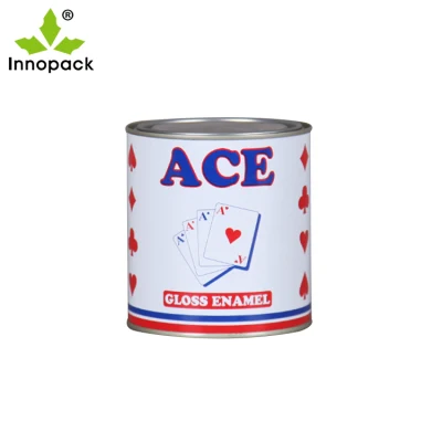  Customized Printing 0.37L Decorative Round Tin Can with Handle for Paint Glue