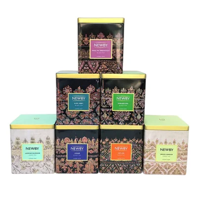 Custom Embossed Airtight Green Tea Black Tea Packaging Metal Square Tin Can